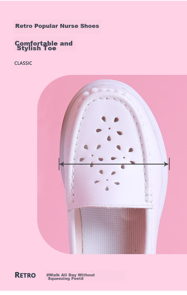 Feiying Nurse Shoes for Women, Genuine Leather, Breathable, Comfortable Soft Sole, Hollow Design, Easy on Feet, Medical Work Shoes, 2316 White, Size 34 3