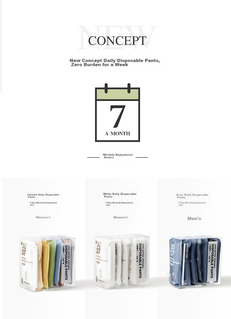 HINCLOUD Xin Yun 7-Day Disposable Underwear for Women, Travel-Friendly Pure Cotton Ladies' Morandi Mixed Color L Size 2