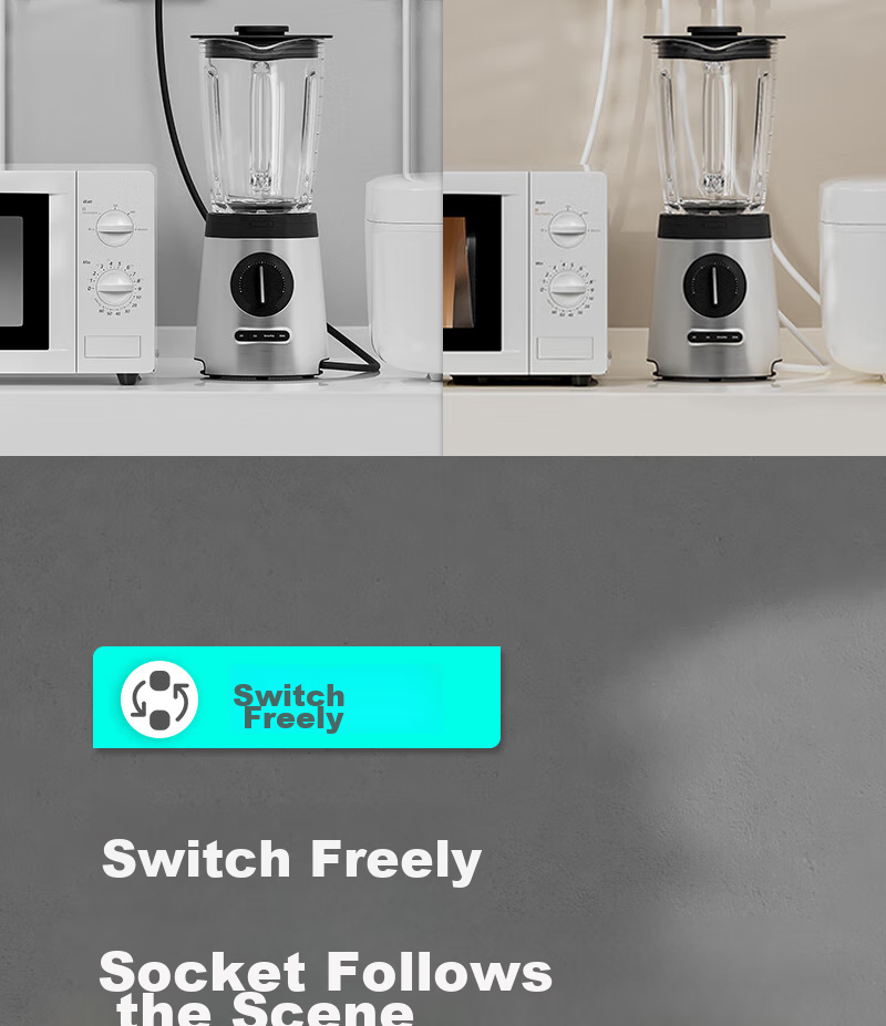 Xiya Wall Switch Track Socket, Multi-Function, National 3C Certified, Electric Shock Prevention, Kitchen Timer Electronic Clock, USB+Type-C Smart White 4