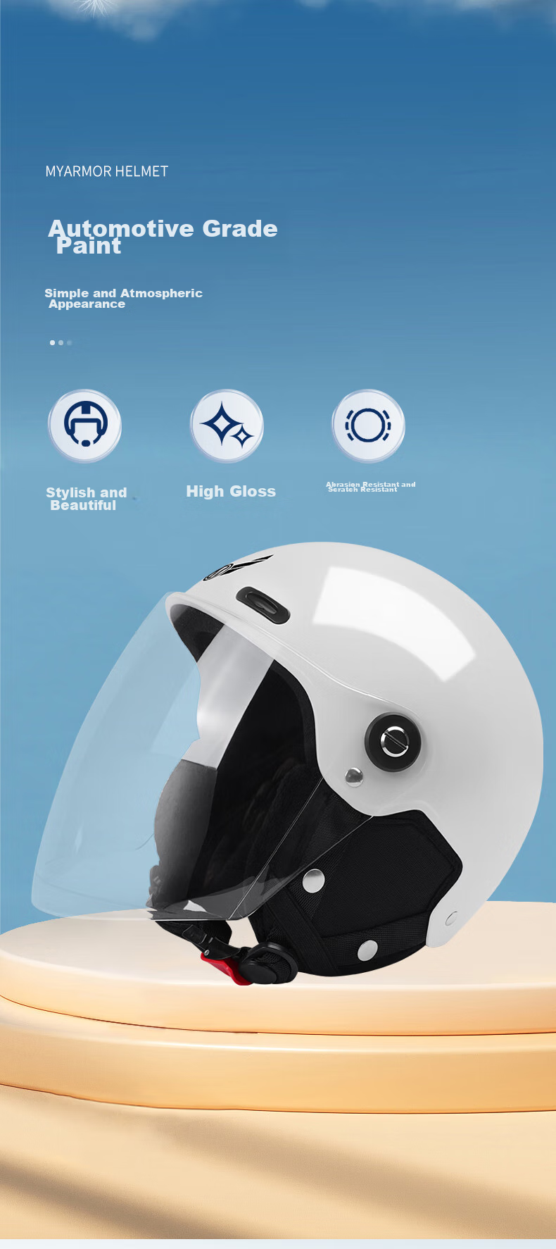 MYARMOR Helmet, Electric Vehicle 3C Certified, New National Standard Class A Motorcycle Half Helmet, Unisex All-Season Safety Helmet for Electric Scooters, One Size Fits All (Head Circumference 54-61cm), Modern Gray 16
