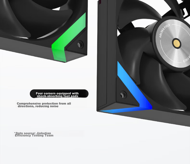 Golden Field Aierdeng KP-L12 Black Straight Blade 12CM Computer Case Cooling Fan ARGB5V3 Pin Interface PWM Temperature Control High Air Pressure Low Noise 7