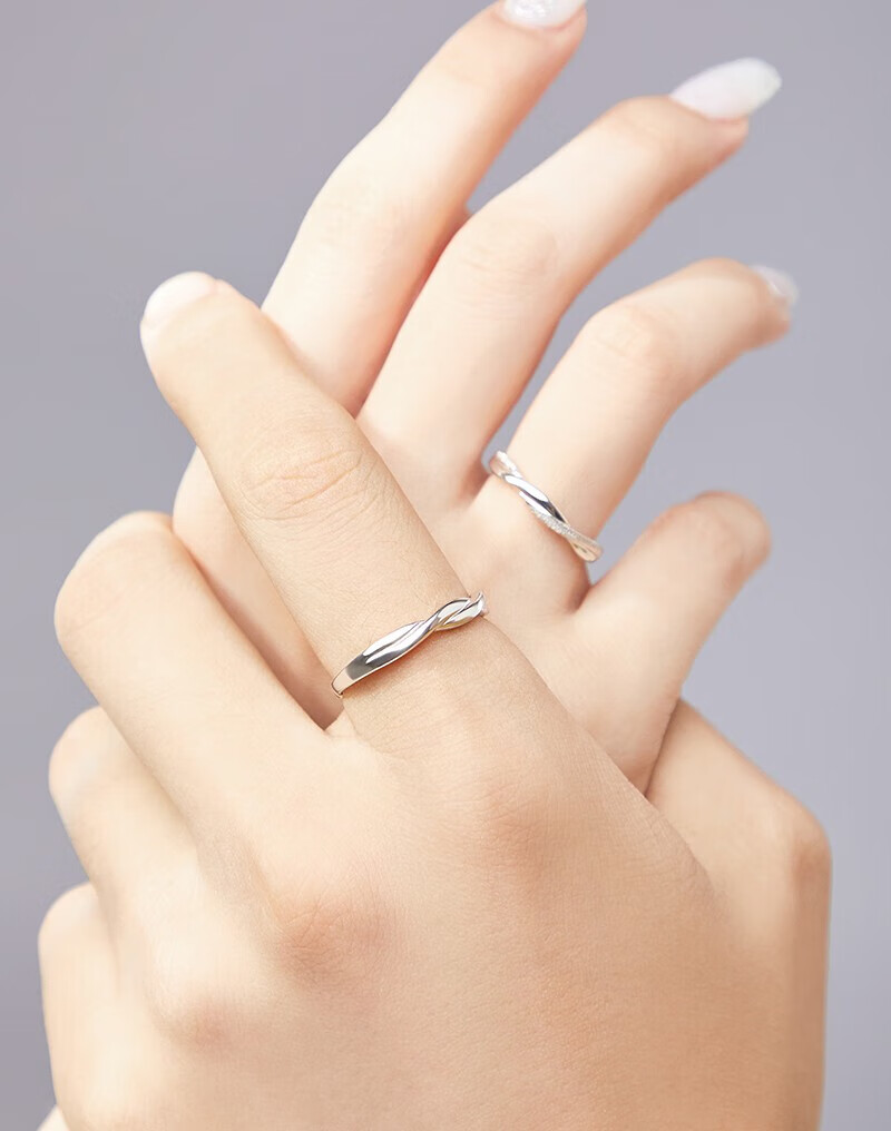 MANHE S999 Sterling Silver Couple Rings, One Pair of Engagement Diamond Rings, Adjustable Women's And Men's Rings, Valentine's Day Gift 11
