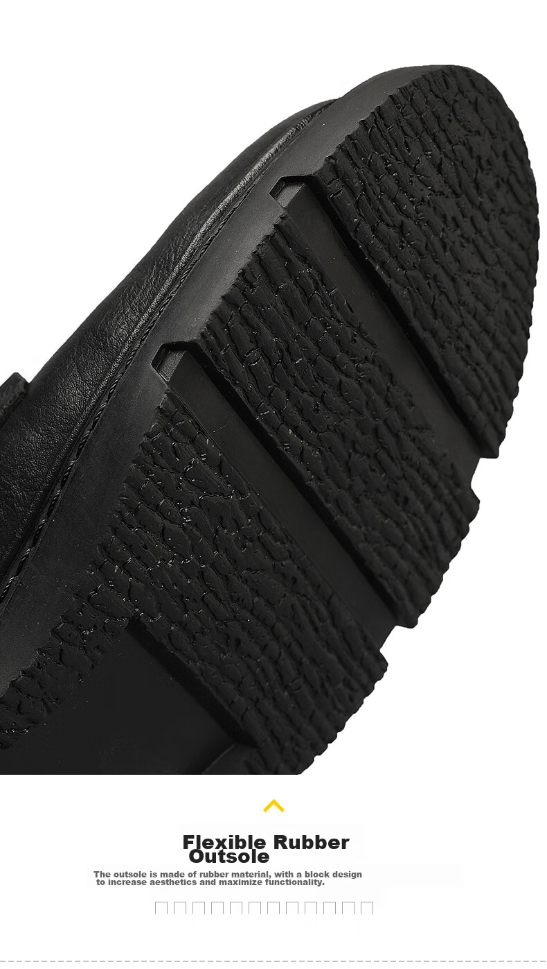 HLA Men's Casual Shoes, Leather Upper Thick-Soled Work Boots, L011 (Height-Increasing Style), Black, Size 42 18