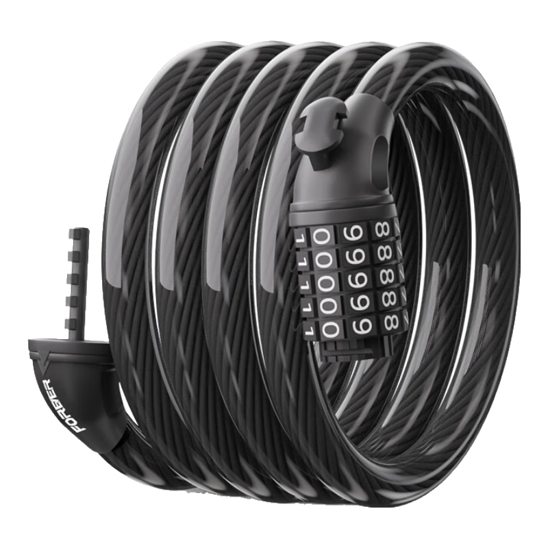 FOREVER Mountain Bike Anti-Theft Lock, Bicycle Combination Lock, Electric Bike Chain Lock, Thickened Steel Cable Lock, Portable Lock
