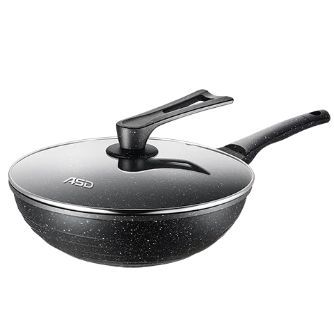 ASD Wok, Maifanshi Color Non-Stick Flat Bottom Stir-Fry Pan with Lid, 32cm, Compatible with Gas And Induction Stoves, CL32S11WG