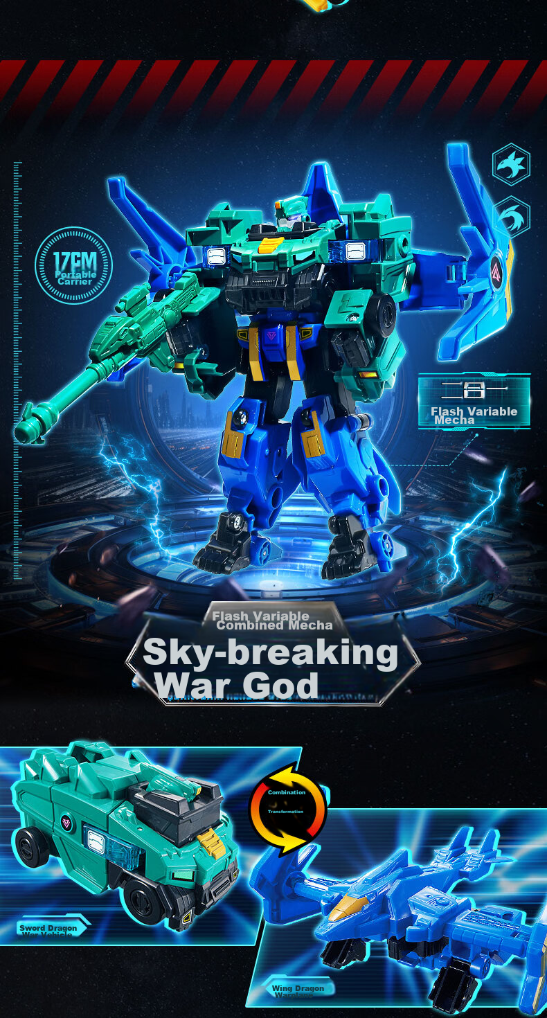 AULDEY Quantum Team Transforming Robot Flash Change Combination Mecha Glory War God Children's Toy, Birthday Gift for Boys 12