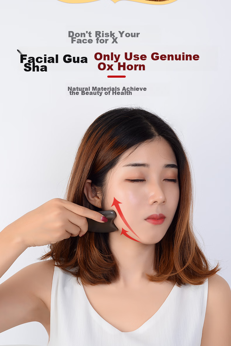 CAIYAOSHI White Buffalo Horn Gua Sha Board for Facial Beauty Massage, Nasolabial Folds, Fish Tail Lines, Lifting, Health Care, Moisture Removal, Student Dormitory, Mid-Autumn Festival Gift for Women, Girls, Elders, Parents, Teachers, Thick 12mm 6