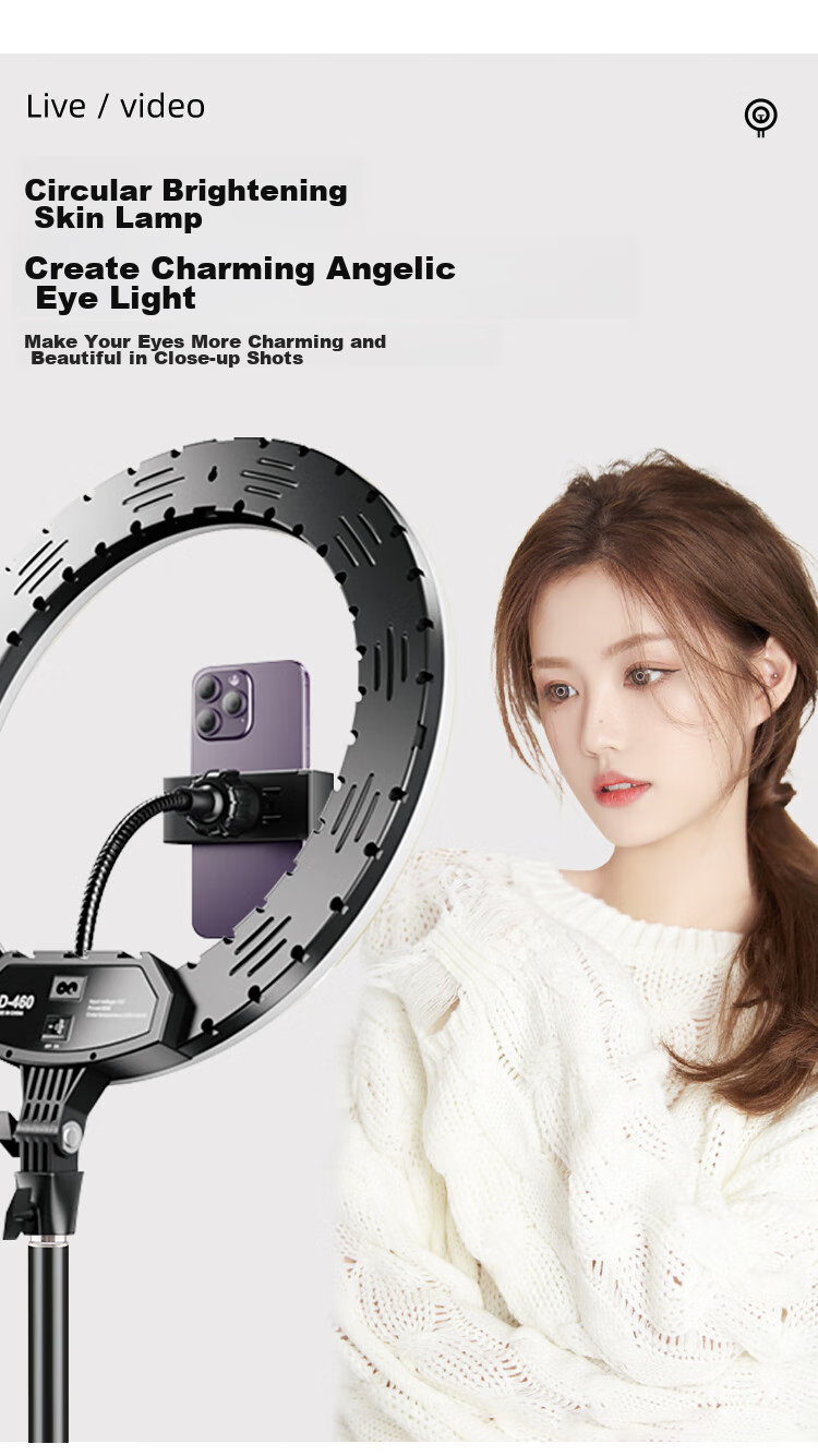 LATZZ 45cm Live Streaming Fill Light, LED Ring Photography Light, Dual Color Temperature Beauty Light, Large Aperture Soft Light, Popular Streamer Special, Outdoor Camera Phone Live Streaming Studio Lighting 15