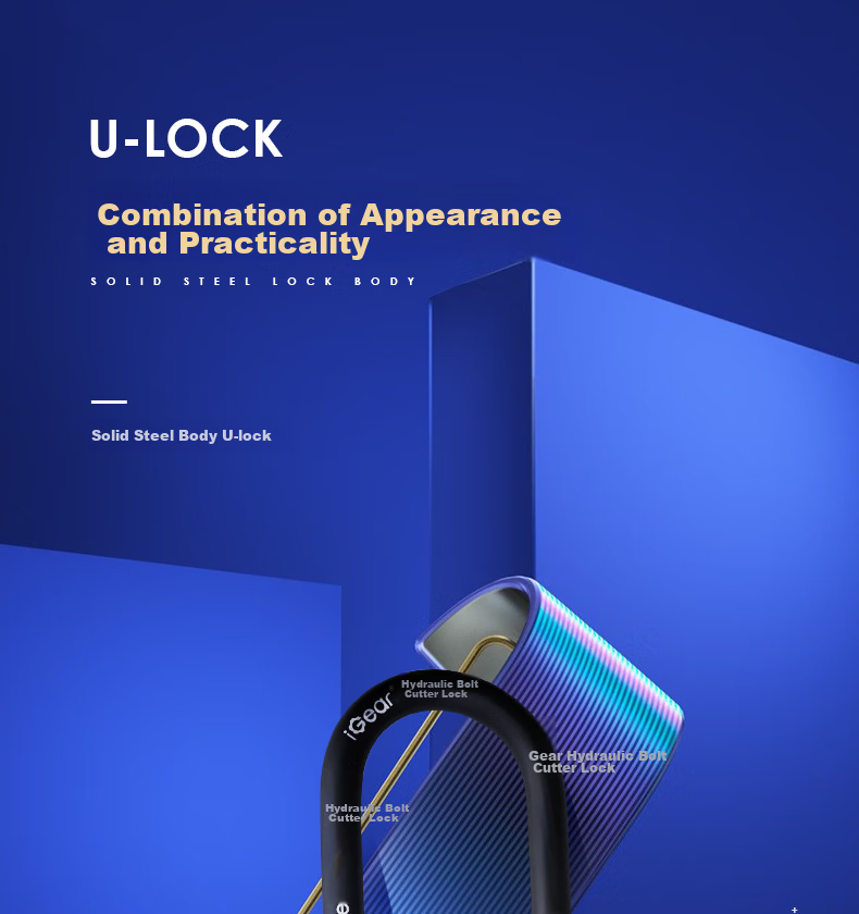 IGear U-Shaped Lock, Double-Opening Glass Door Lock, C-Grade Lock Cylinder, Shear-Resistant And Anti-Pry Electric Motorcycle Lock, 5 Anti-Theft Key Padlocks 3
