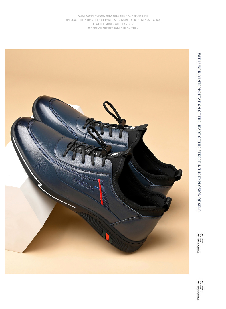 SPIDER KING 2026 Summer Casual Leather Shoes, Men's Sneakers, Men's Business Soft Leather Shoes, Blue, Size 41 18