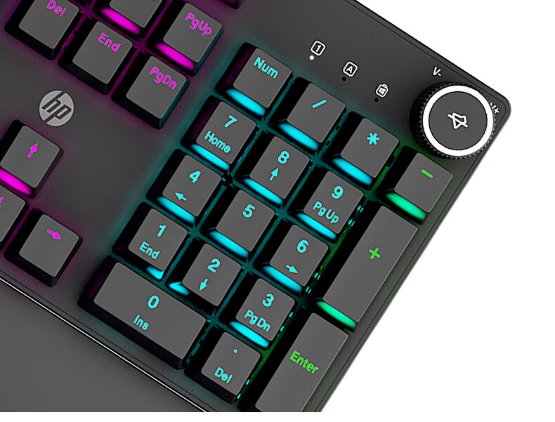 HP K10G-104 Key Blue Switch Mechanical Keyboard Wired High Aesthetic Value Ice Blue Gaming Keyboard E-Sports Internet Cafe Metal Panel Full Key Anti-Ghosting Hot-Swappable 9