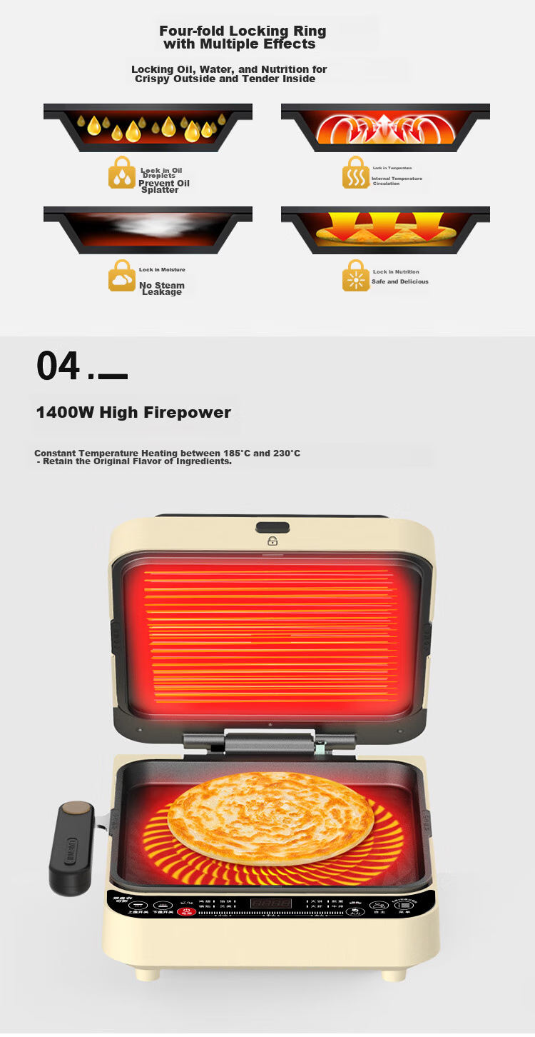 Liven Electric Griddle for Home Use, 35mm Floating Deep Plate, Adjustable Heat, Double-Sided Heating, Grill Pan, Sandwich Breakfast Maker LR-J3031 14