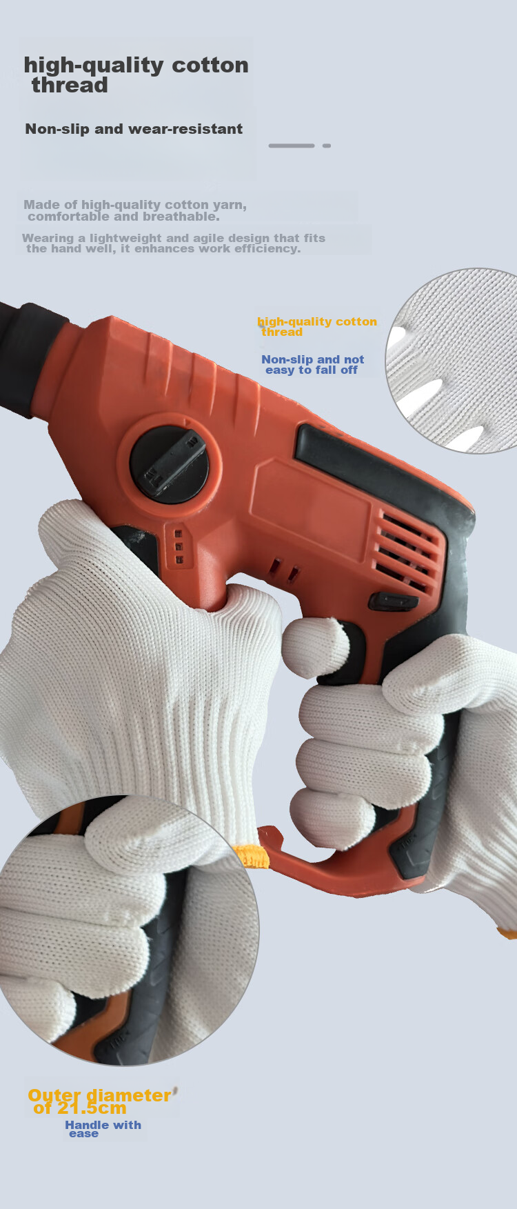 Xinyuechanghui Work Gloves, Thick Cotton Yarn Gloves, Non-Slip Wear-Resistant Construction Site Work Protective White Gloves B11409, Jingcang Express Delivery | 660 Fleece-Lined Polyester 24 Pairs 8