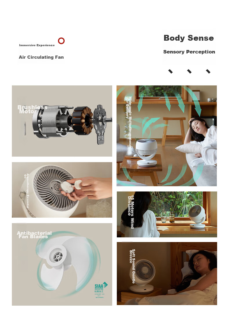 Xiapu Electric Fan / Desktop Air Circulator / Aromatherapy Mini Fan / Table Fan / Ion Group Purification Remote Control Timer Multi-Angle Oscillation Quiet Energy-Saving PJ-CA204A 3
