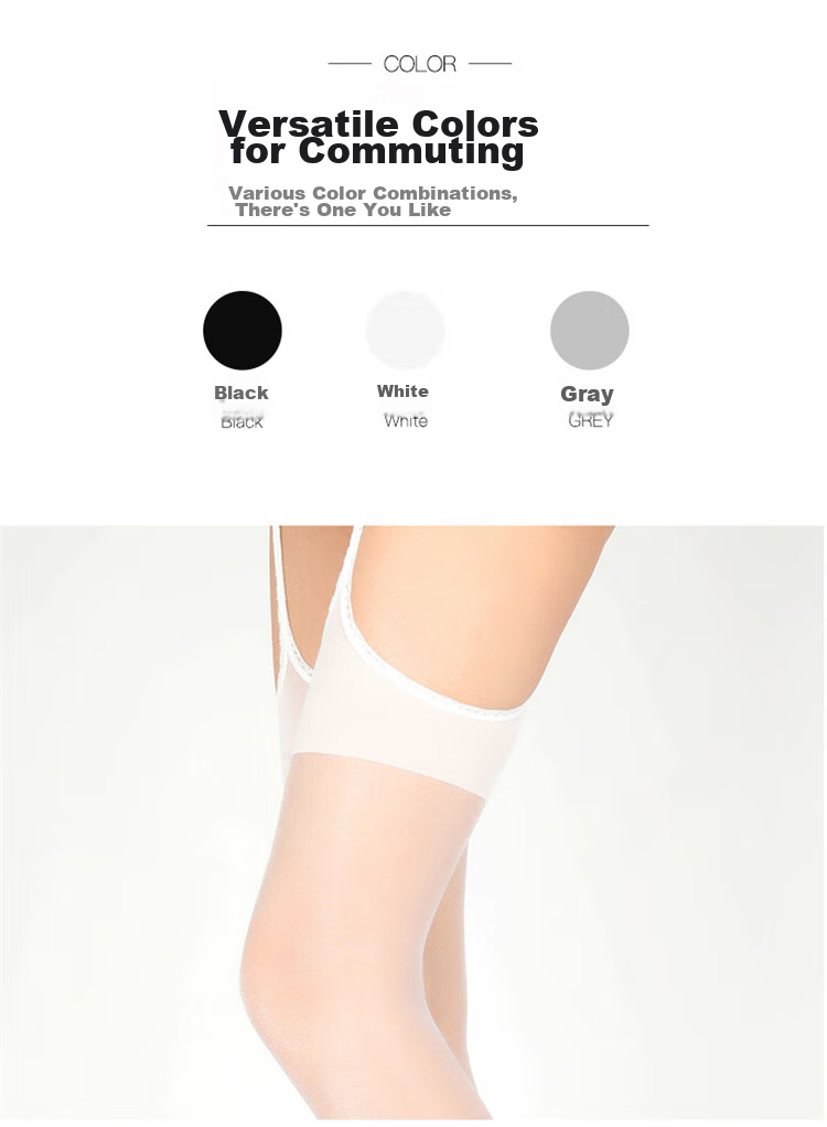 LangSha Sexy One-Piece Suspender Stockings, Ultra-Thin Black Silk Thigh-High Lace Pure Desire Over-Knee Slimming Socks, White, One Size Fits All 10