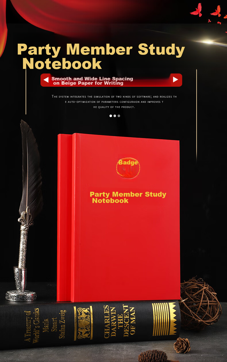 Elifo 2023 Party Member Study Notebook Stationery A5 Party History Study Notebook Work Learning Notebook Meeting Record Book 80 Pages 1 Set 1