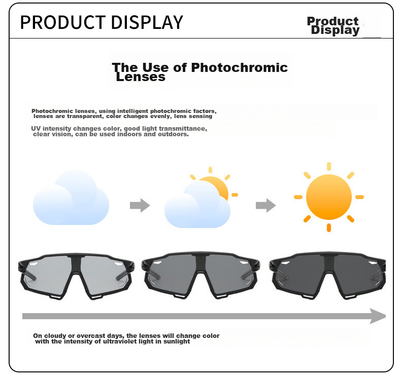 Baixiaoshe Cycling Glasses, Photochromic Sunglasses, Outdoor Smart Light-Sensing Goggles for Men And Women, Day And Night Use 19