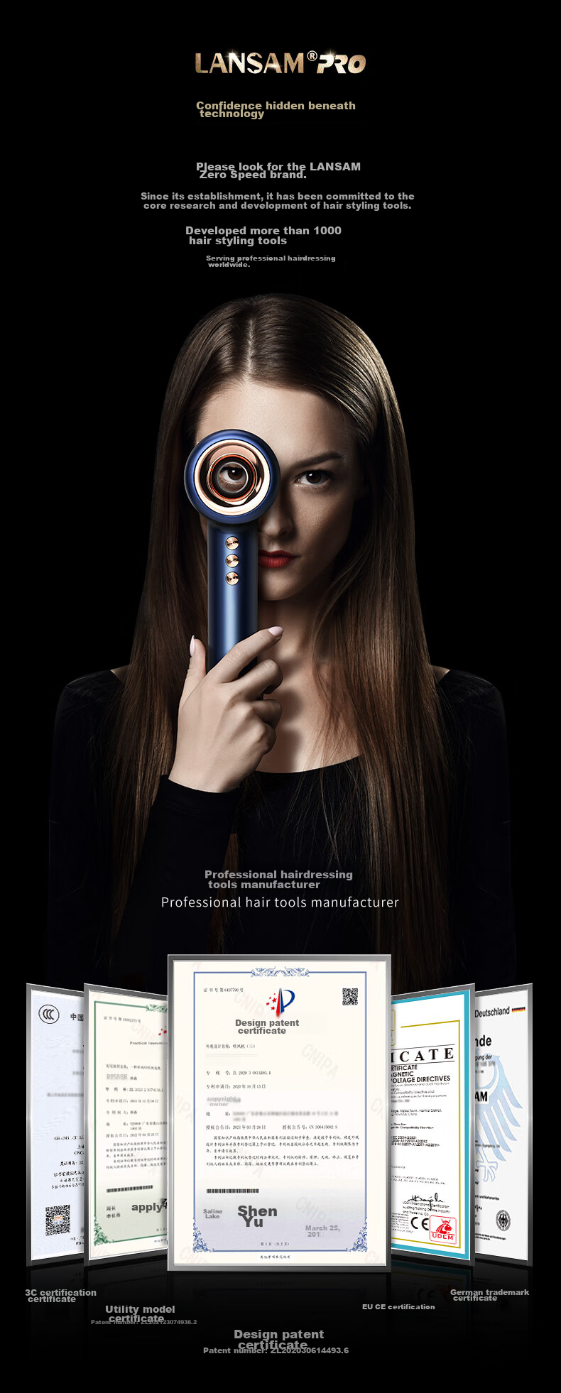 LANSAM Hair Dryer, Home Use, Plasma Hair Protection, High-Speed, Strong Airflow, Gentle on Hair, Negative Ion Electric Blower, Birthday Gift, Youth Version - Twilight Blue 3