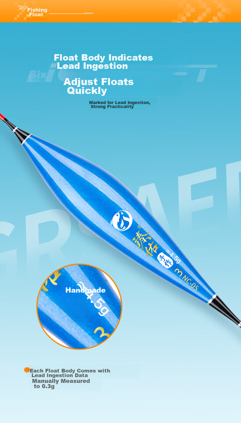 Grsaed Three-Pack NC02 Nano Fishing Float, Highly Sensitive And Eye-Catching, for Crucian Carp And Carp, Wild Fishing Lake Reservoir Mixed Breeding Float Set 5