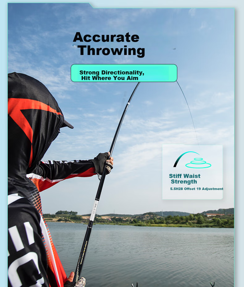 Xiaozaochuan Brand Fishing Rod, Pure Imported Carbon Fiber Hand Rod, Platform Fishing Pole, Ten Greats, 7.2m, 5H28 Actio 8