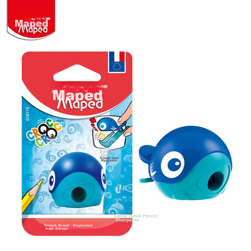 Maped [Children's Creative Gift] Big Head Pencil Sharpener Whale, Stylish Small Mini Rotary Pencil Sharpener, Manual Pencil Sharpener, 018115CH
