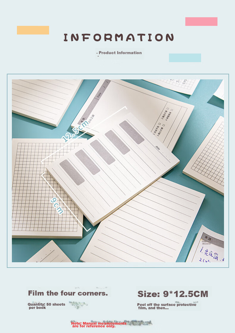 Touch Fish Error Correction Sticky Notes, Vertical And Horizontal Versions, 5-Pack Self-Adhesive Memo Pads, for Elementary And Middle School Students' Math, Chinese, English Exam Papers, Error Correction Stickers, Classroom Notes, And Correction Stickers 2