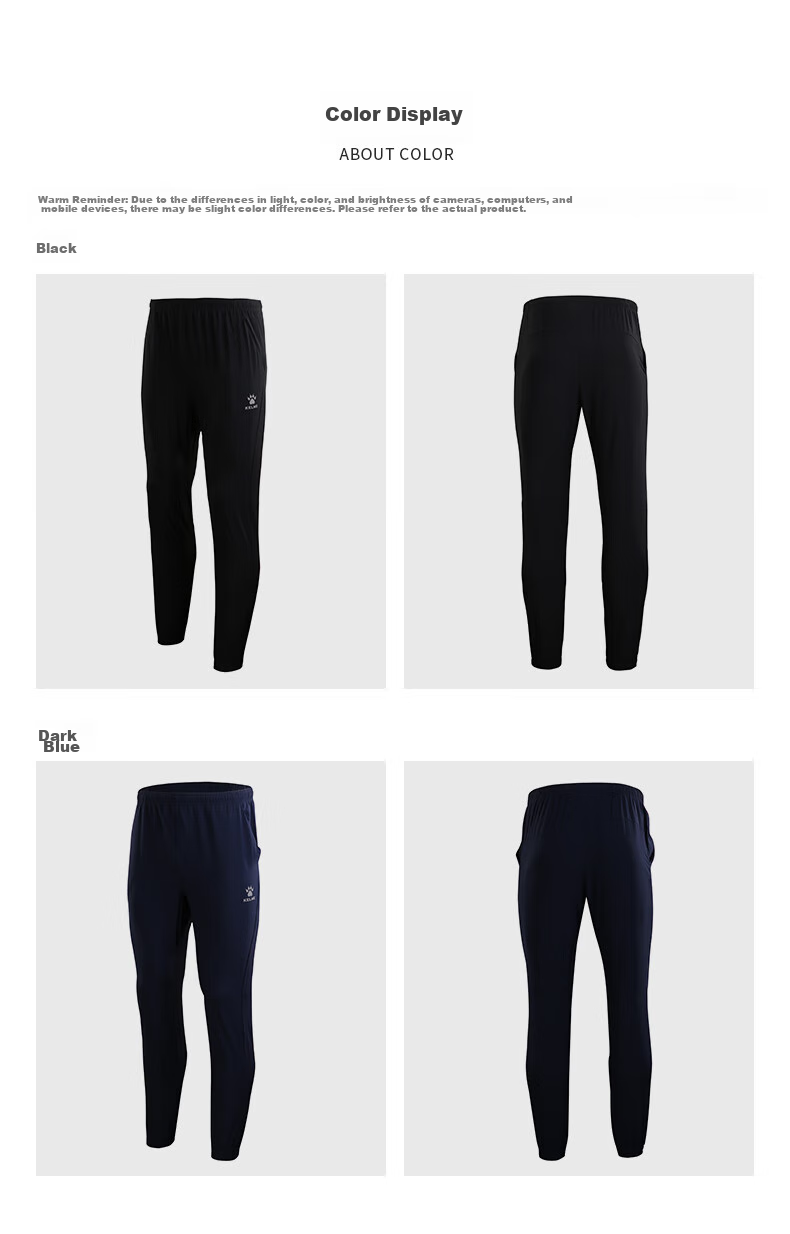 KELME Quick-Dry Sports Pants, Summer Lightweight Breathable Ice Silk Tapered Jogger Woven Casual Trousers, Black, Size L 16
