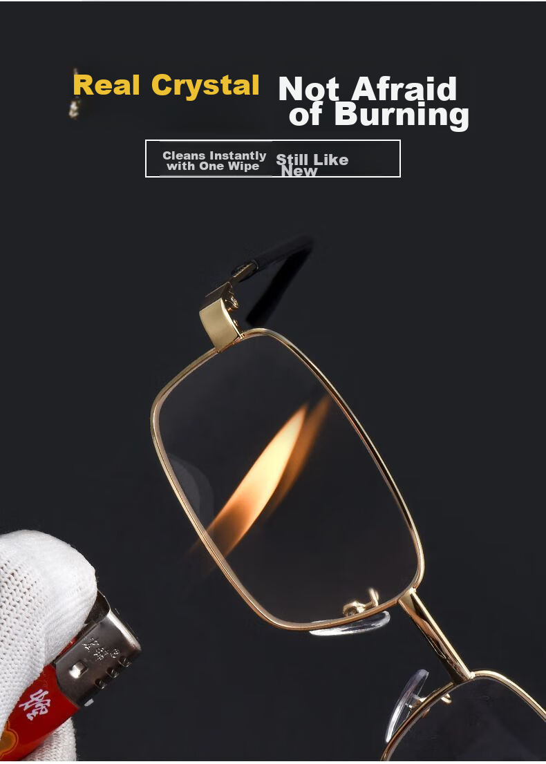 LESCA LUNETIER High-Quality Reading Glasses with Crystal Lenses for Middle-Aged And Elderly Men And Women, High-Definition Eyewear, Gold with Crystal Lens, 150 Degrees 6