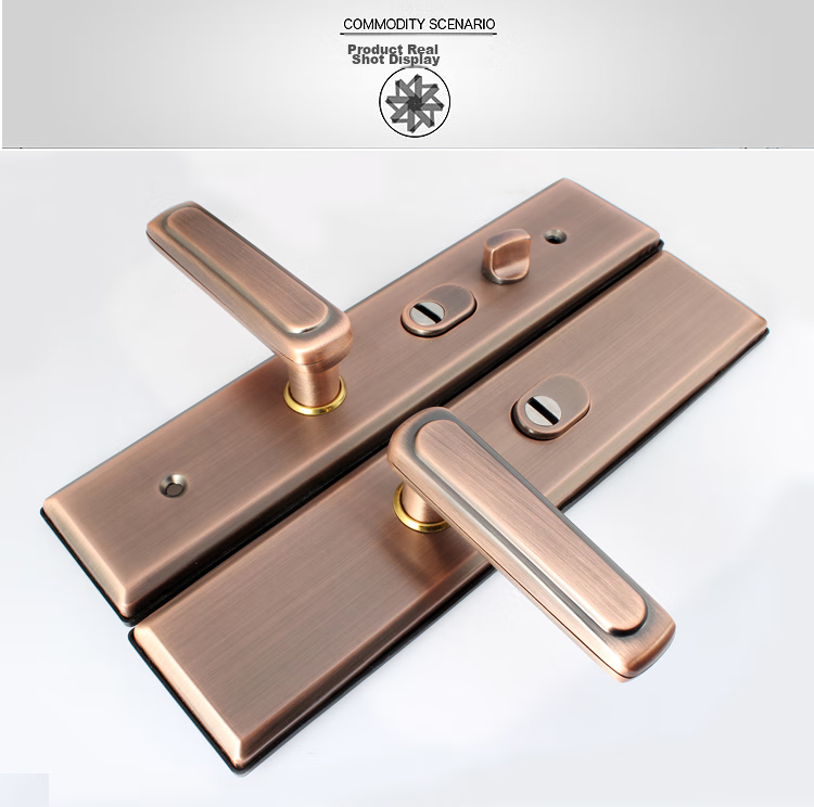 Aoben Door Handle, Anti-Theft Door Lock Entrance Door Handle 015 Red Antique 3.5mm Thickened Version (Without Lock Body Or Cylinder) 7