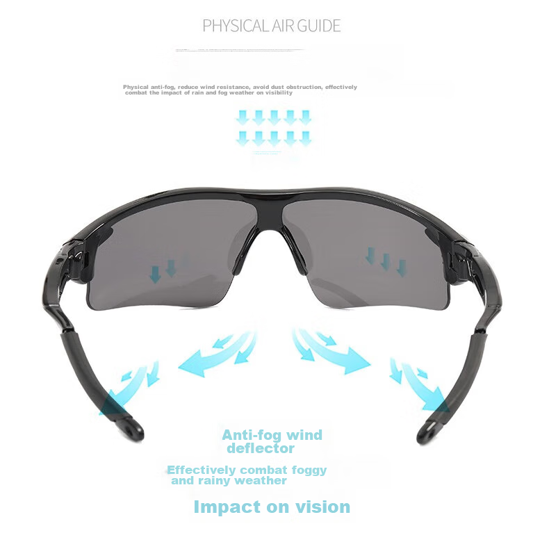 LOVECRAFT Children's 9725 Cycling Glasses - Black Frame with Gray Lenses, for Ages 6-14, Outdoor Sports Goggles, Sun Protection, UV Protectio