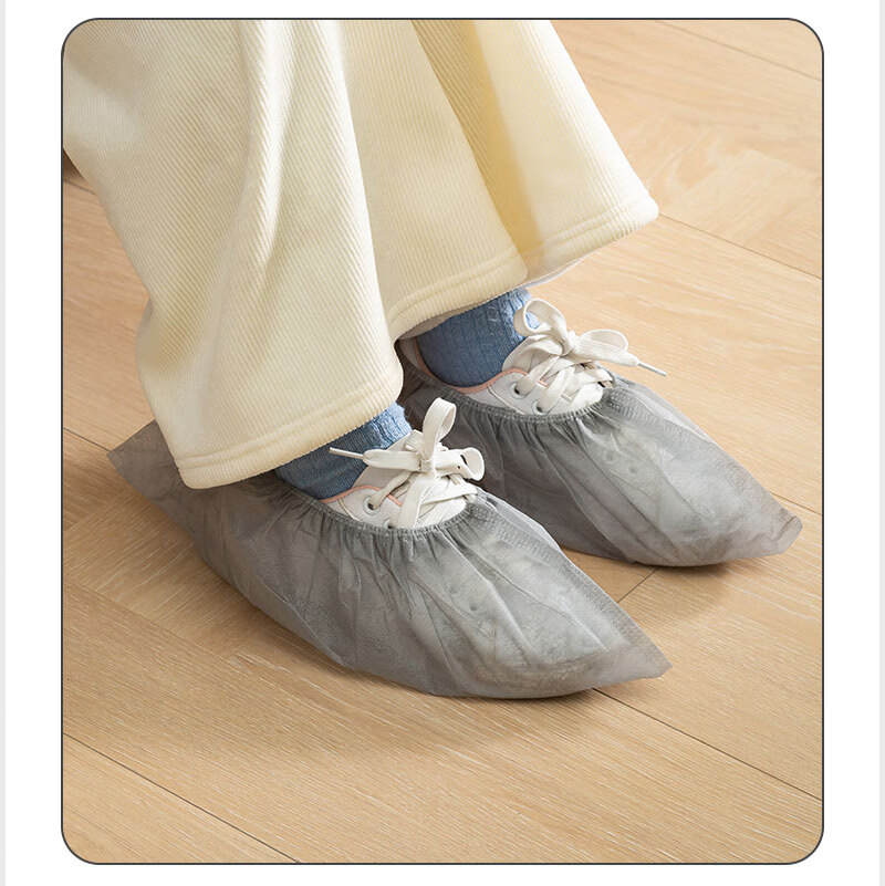 BWNK Disposable Non-Woven Shoe Covers, Thickened, 100 Pieces, for Computer Rooms And Indoor Use, Dust-Proof, Breathable, Wear-Resistant, Non-Slip 14