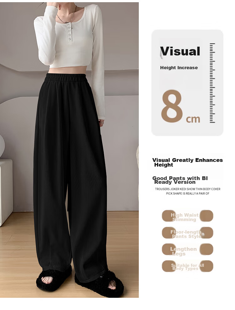 Yishangmei Loose Wide-Leg Pants for Women, Autumn And Winter New Style, Fleece-Lined Thickened Chenille Floor-Length Straight Casual Cotton Pants 11