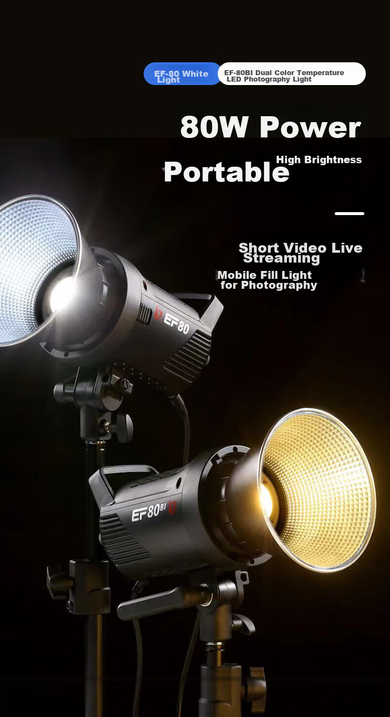 JINBEI EF80BI Fill Light, LED Handheld, Indoor And Outdoor Photography, Videography Interview Lighting, Video Live Streaming Light, Portrait Beauty Food Jewelry Photography Light, Outdoor Portable Constant Soft Light 1