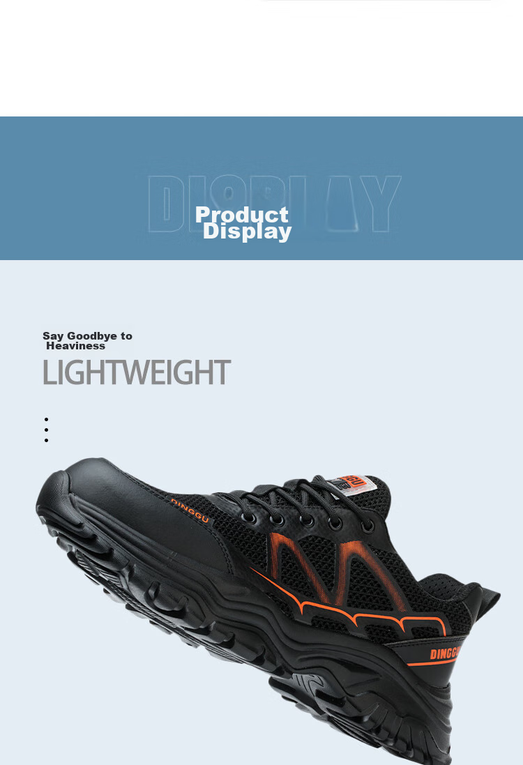 Dinggu Safety Shoes for Men, Anti-Smashing, Puncture-Resistant, Breathable Steel Toe Cap, Lightweight, All-Season, 1078heihuiW45 12