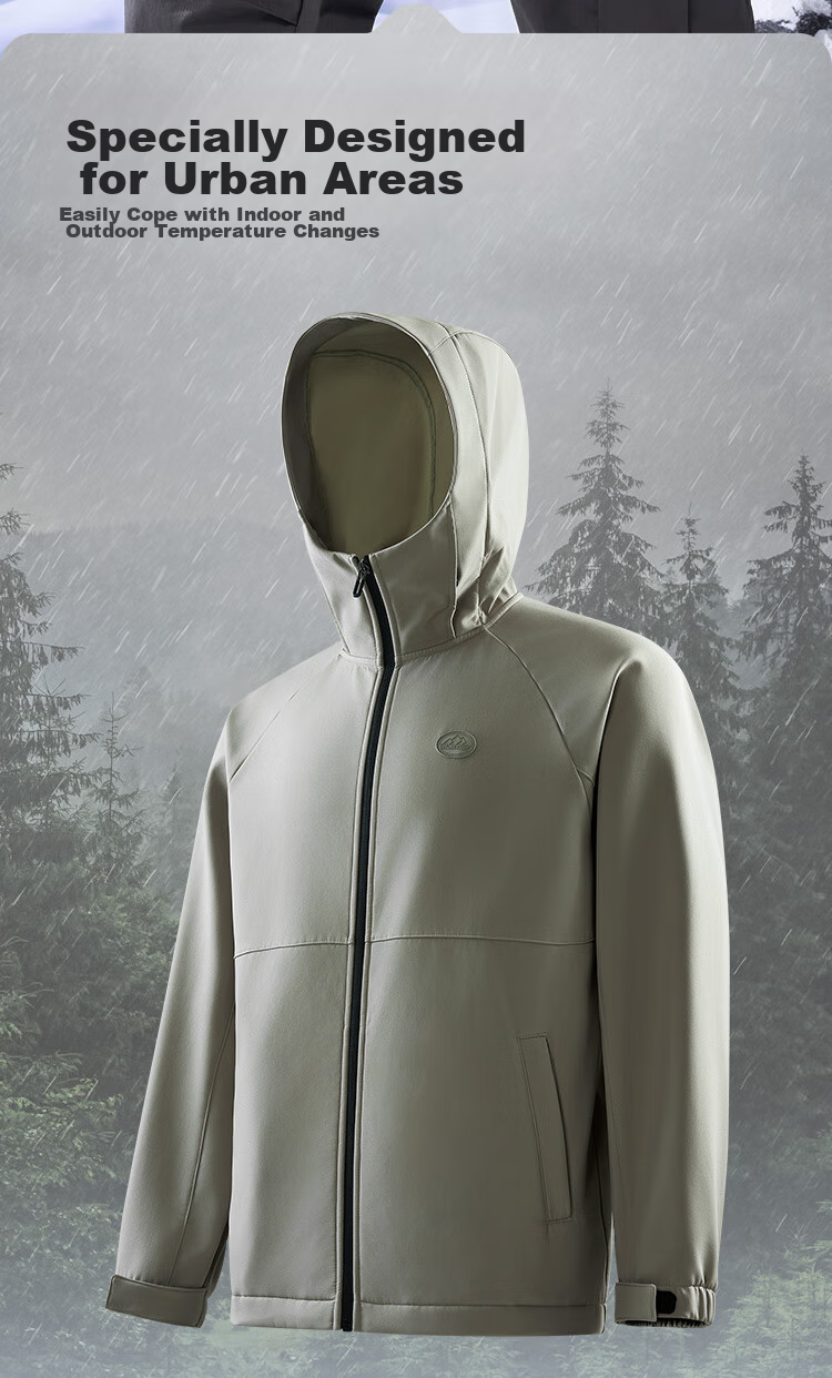 JD Original Windproof And Waterproof Soft Shell Men's Jacket, Autumn New Style Casual Sports Jacket with Fleece Lining And Hood, Black, XL 3