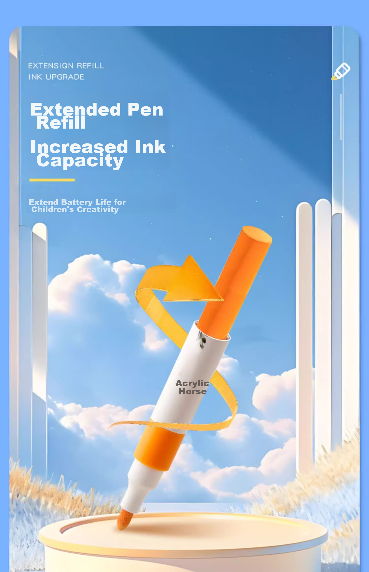 Liupintang Acrylic Markers, Waterproof Non-Translucent Watercolor Pens, Specially Designed for Primary School Students, Soft Tip, Washable, Art Supplies for Students, Kindergarten Children's Drawing Pens, Durable Handles, Acrylic 11