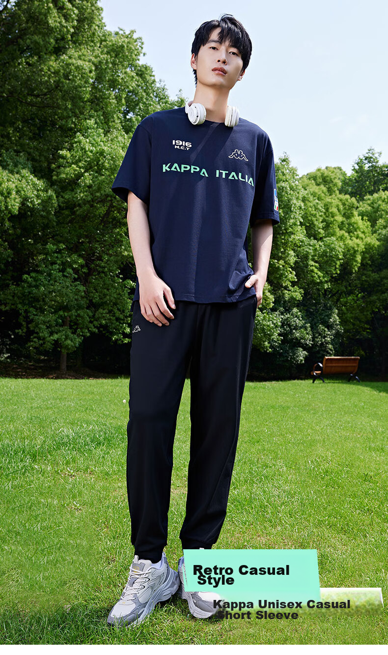 Kappa Men's Back-To Sports Short-Sleeve T-Shirt, Pure Cotton, 2026 New Summer Style, Couples' Tee, Men's Half-Sleeve K0EX2TD01D 2