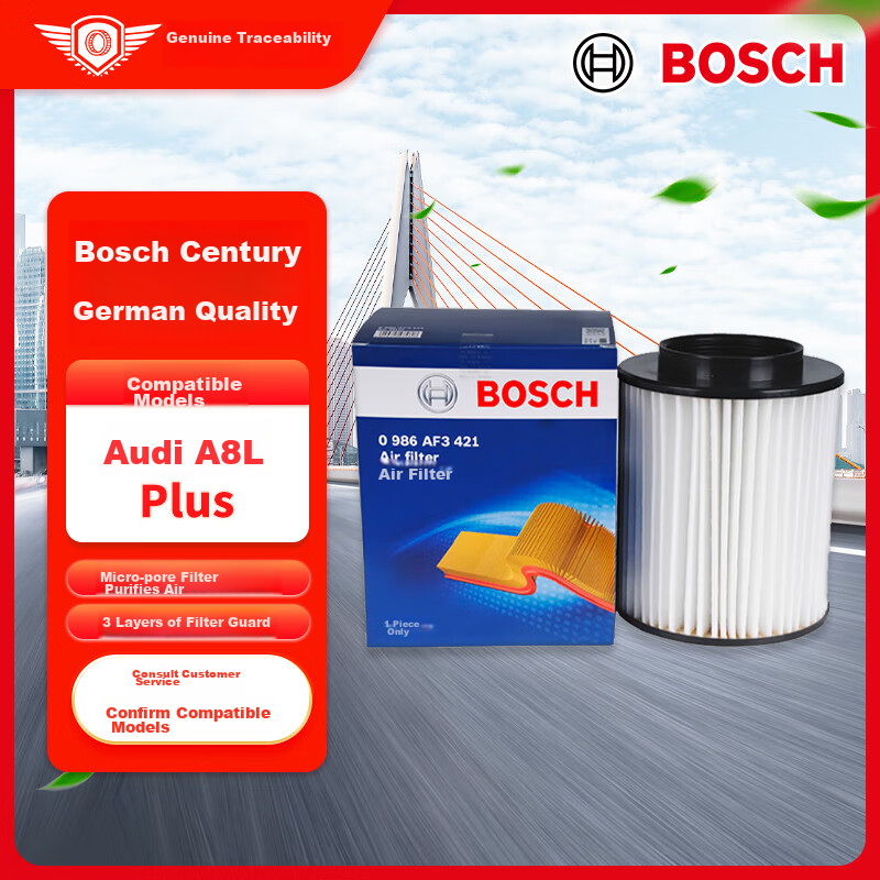 BOSCH Automotive Air Filter Element 0986AF3421 Compatible with Audi A8L Plus 48V 3.0T 18-19