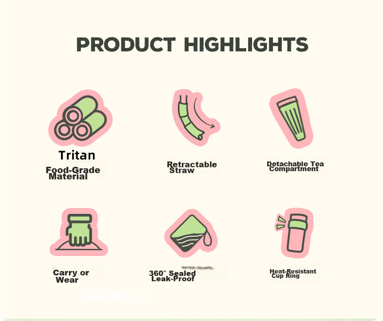 BABLOV Huaban Sen Sports Water Bottle for Women Large Capacity Tritan Straw Cup High Aesthetic Student Summer Mother's Day Gift 1