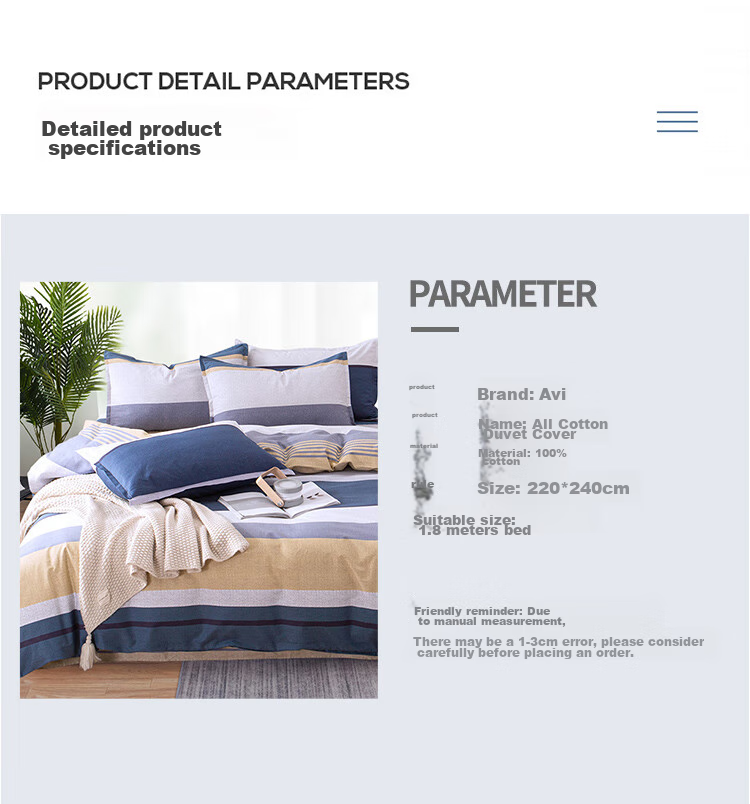 AVIVI Class A Duvet Cover, Single Piece, Pure Cotton, for Single Or Double Bed, Dormitory Use, All-Cotton Quilt Cover, Single Piece, Nordic Style, 220*240cm 7