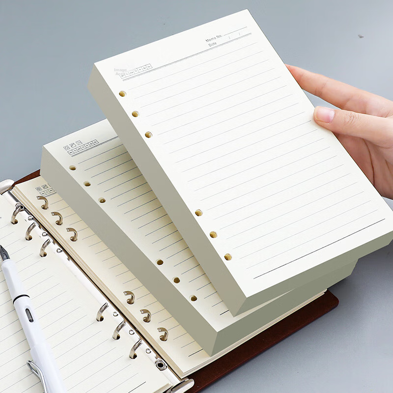 Longe A5 Loose-Leaf Notebook Refill, 6-Ring Refill Paper, Replacement Pages for Notebooks, Thickened 95g Lined Refill Paper, 80 Sheets/book, Customizable