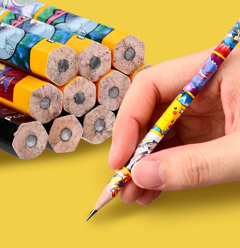 M&G Stationery HB Pencils, 12 Pieces, Pokemon Hexagonal Wooden Shaft with Eraser Tip, Random Styles, Student Summer Vacation Handwriting Practice Wooden Pencils QWP308E0 5