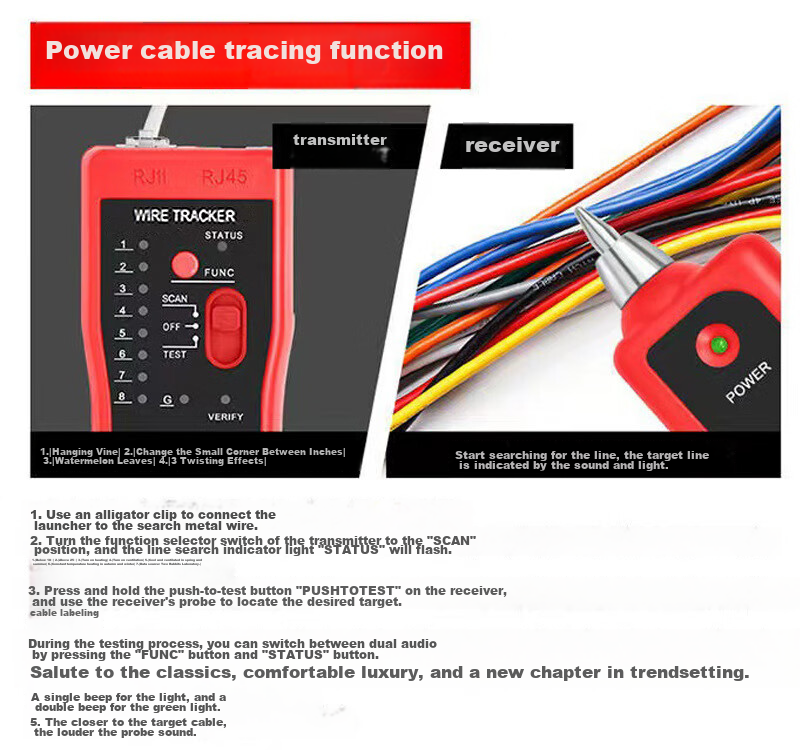 HITECH PRO Network Cable Tester, Wire Tracker, Line Finder, Multifunctional Telephone And Network Cable Tracer, Cable Tester + Tool Kit 9