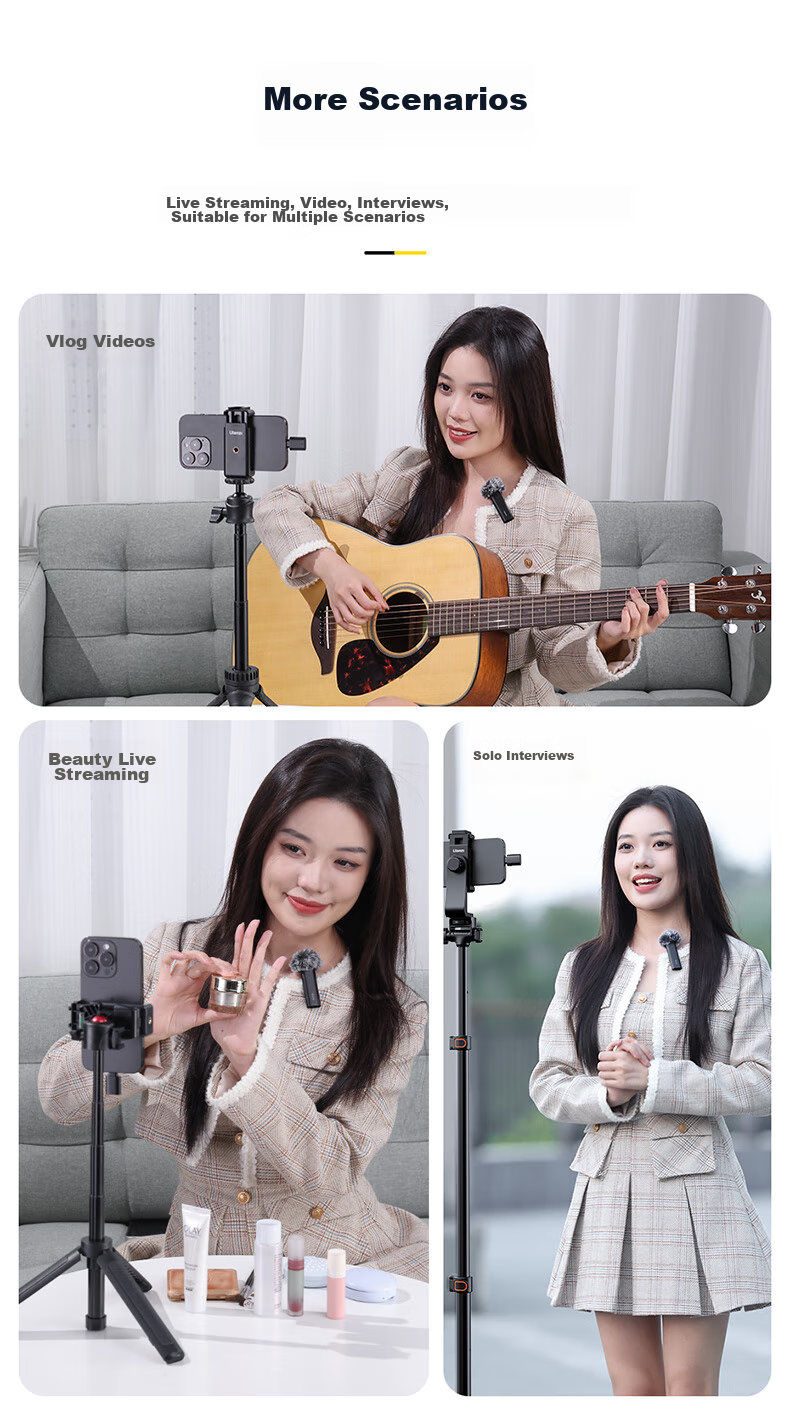 Ulanzi WM-10 Wireless Lavalier Microphone (Lighting Version) One-To Vlog Interview Outdoor Interview Live Streaming Mobile Direct Plug-In Microphone 8