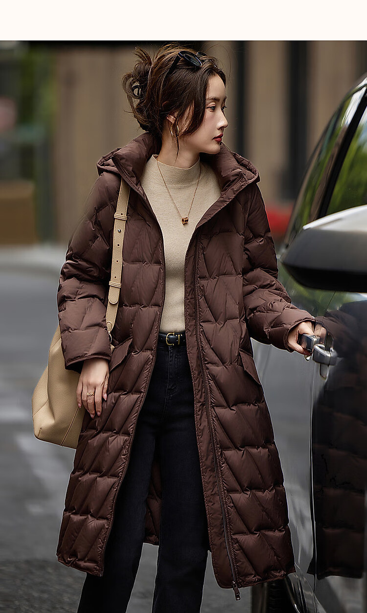 Dme [Yingfengsuixue] Winter 400T Spring Yafang Geometric Pressure-Laminated 90% Duck Down Hooded Warm down Jacket for Wome 19