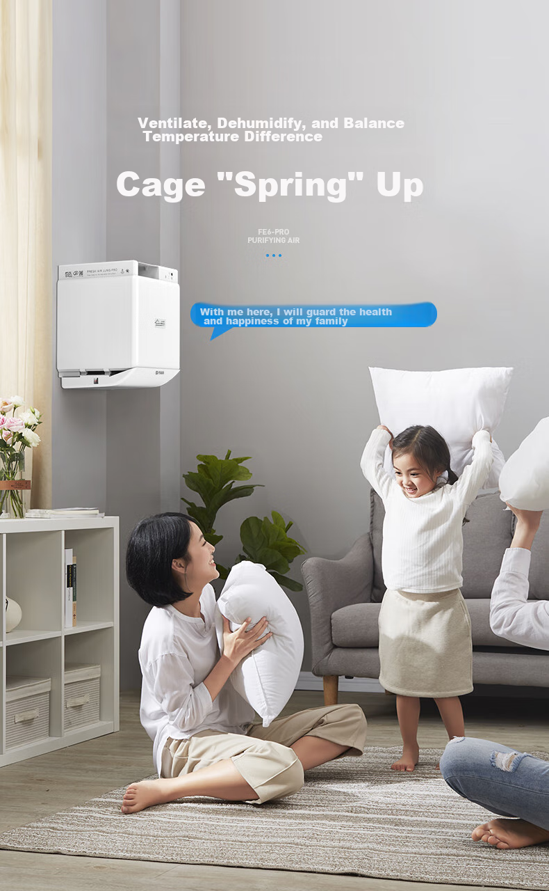 BROAD New Air System for Home Wall-Mounted Fresh Air Machine with Heat Recovery, Air Exchange System for Removing Smog And Formaldehyde, Air Purification Fresh Air Lung Protection FE6PRO 9