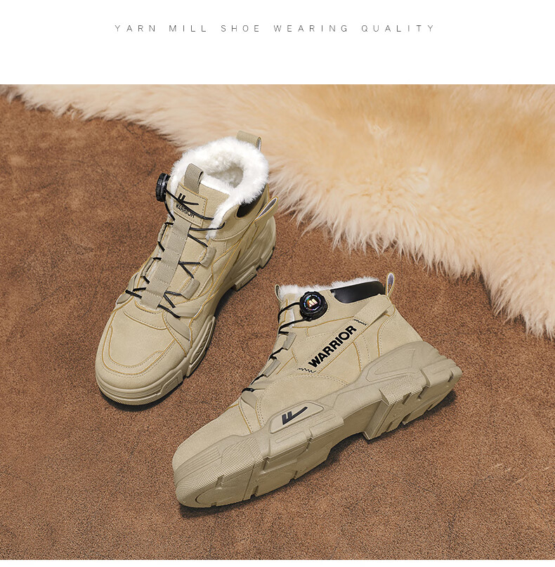 Warrior Men's Martin Boots 2025 Autumn Winter New Men's Fleece Warm Work Snow Cotton Boots Khaki 43 11