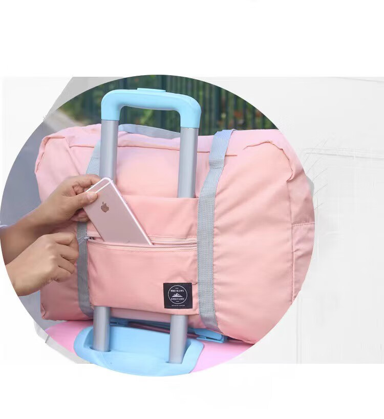 Xinqin Shopping Bag, Foldable Travel Bag, Handheld Storage Bag, Picnic Bag, Portable Shoulder Bag for Travel, Large Size, Pink 10