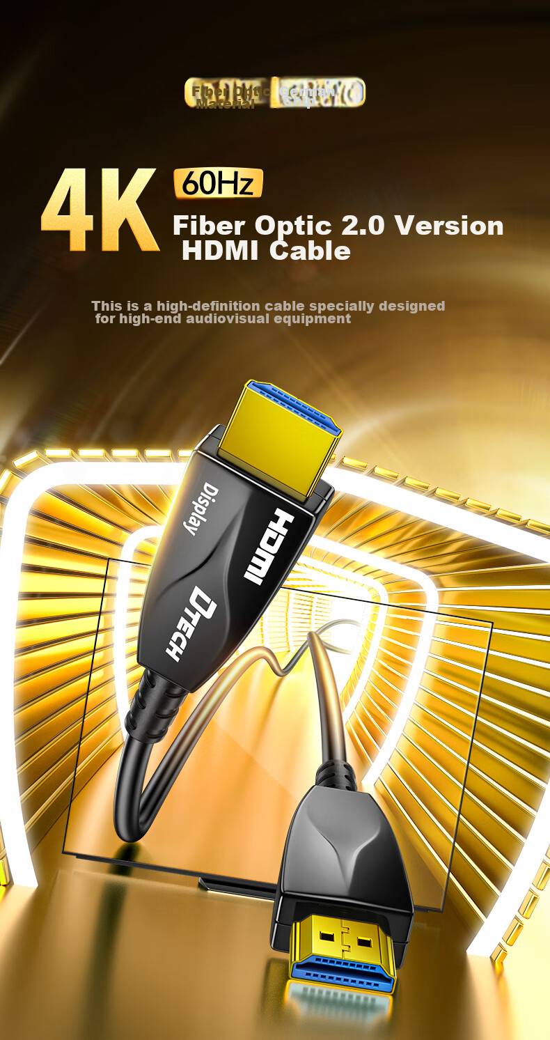 DTECH Fiber Optic HDMI Cable Version 2.0 4K60Hz Construction Renovation Cable for Computer, Office, Set-Top Box to Connect TV, Monitor, Projector Home Use 3D HD Cable 20 Meters DT-HF2020 1