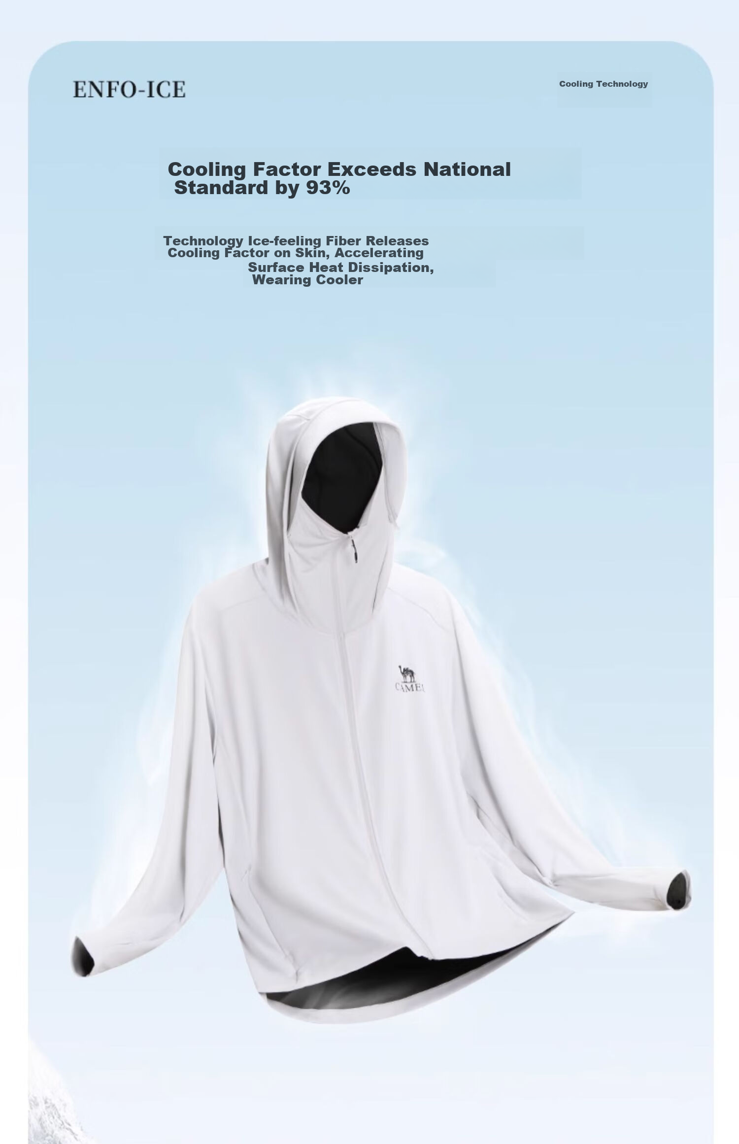 CAMEL Cool White Outdoor Sun Protection Clothing for Men And Women, Summer UV Protection Original Yarn Ice-Feel Breathable Sun Protection Jacket 1007 11
